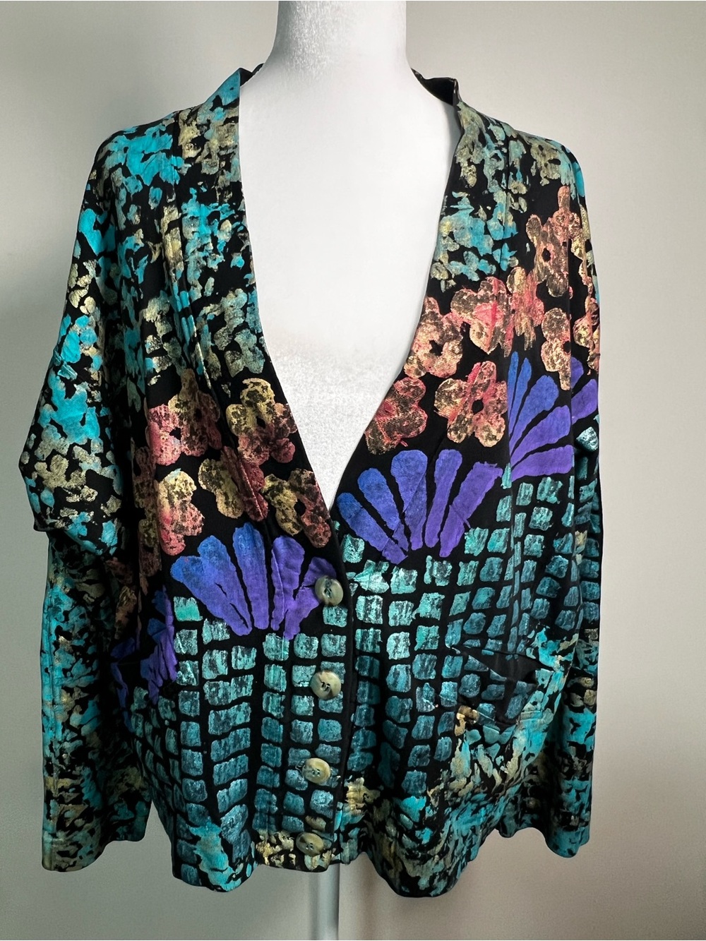 AMD Multicolor Abstract Blazer - Black, Teal, Purple, Gold, Pink